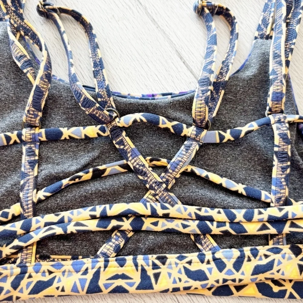 MAAJI Womens Multicolor Reversible Floral Geometric Print Strappy Bikini Top M - Picture 5 of 7